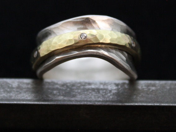 Miniaturbild: Doppel Bicolor Diamant Ring