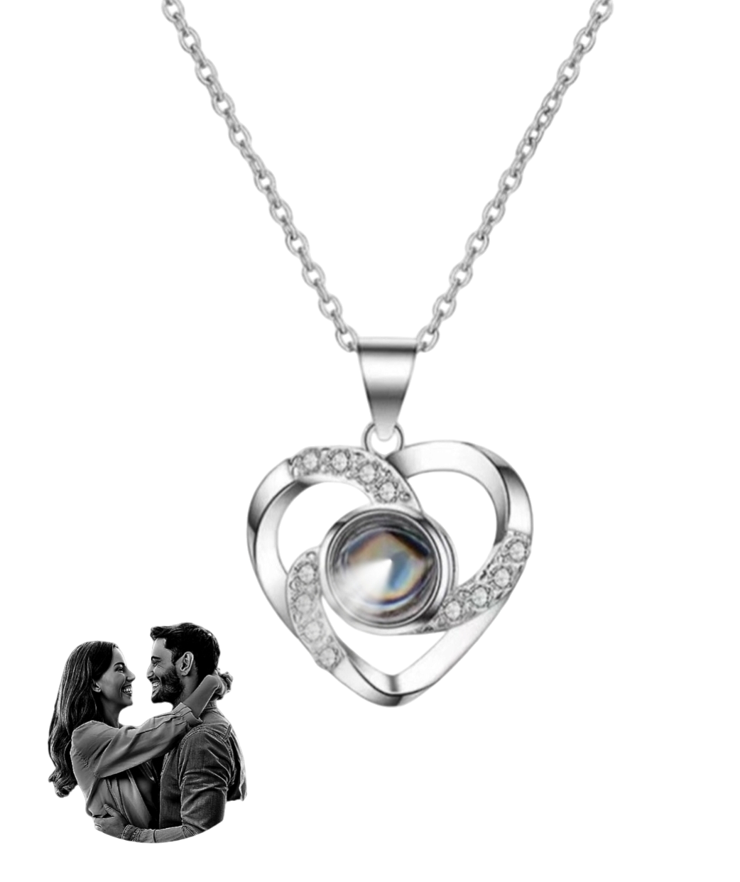 Collar y Dije de Plata Corazón personalizado con Foto♥️