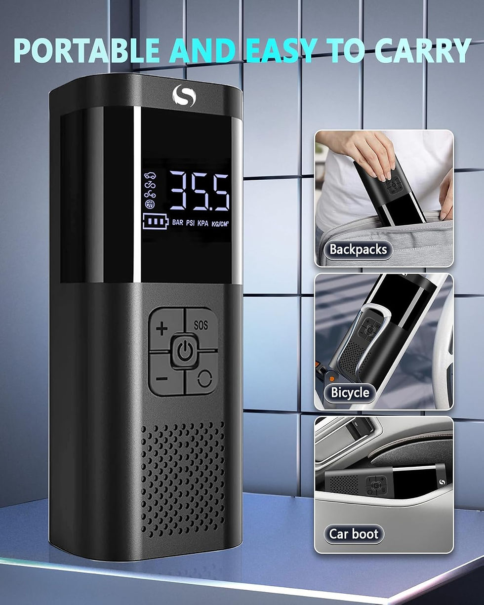Thumbnail: SERVOMASTER Portable Cordless Tire Inflator 150PSI Air Pump LED Black