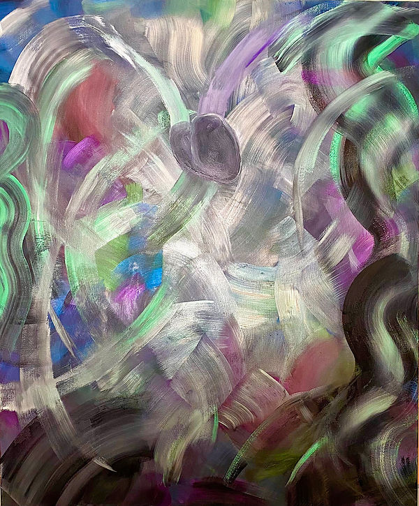 "Pump", oil and interference paints on canvas, 50"x60"
