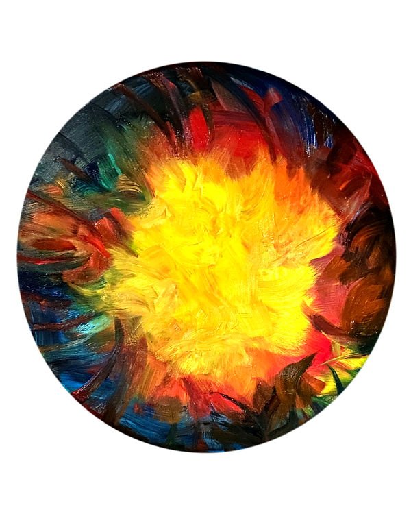 "Abstract Tondo", oil on canvas, 40"