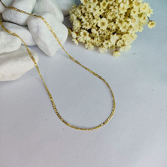 Colar três elos por um, 4mm elo maior. 60cm _ Banhado a ouro 18k