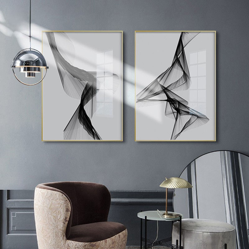 Nordic Black White Abstract Canvas Print