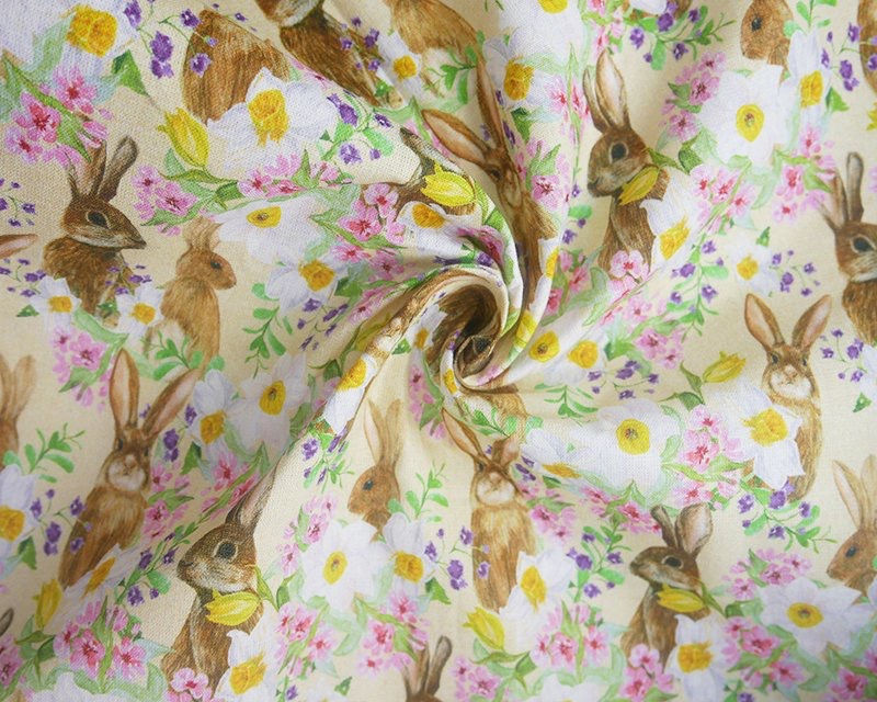 The Little Johnny Range Digital Cottons Bunnies & Flowers