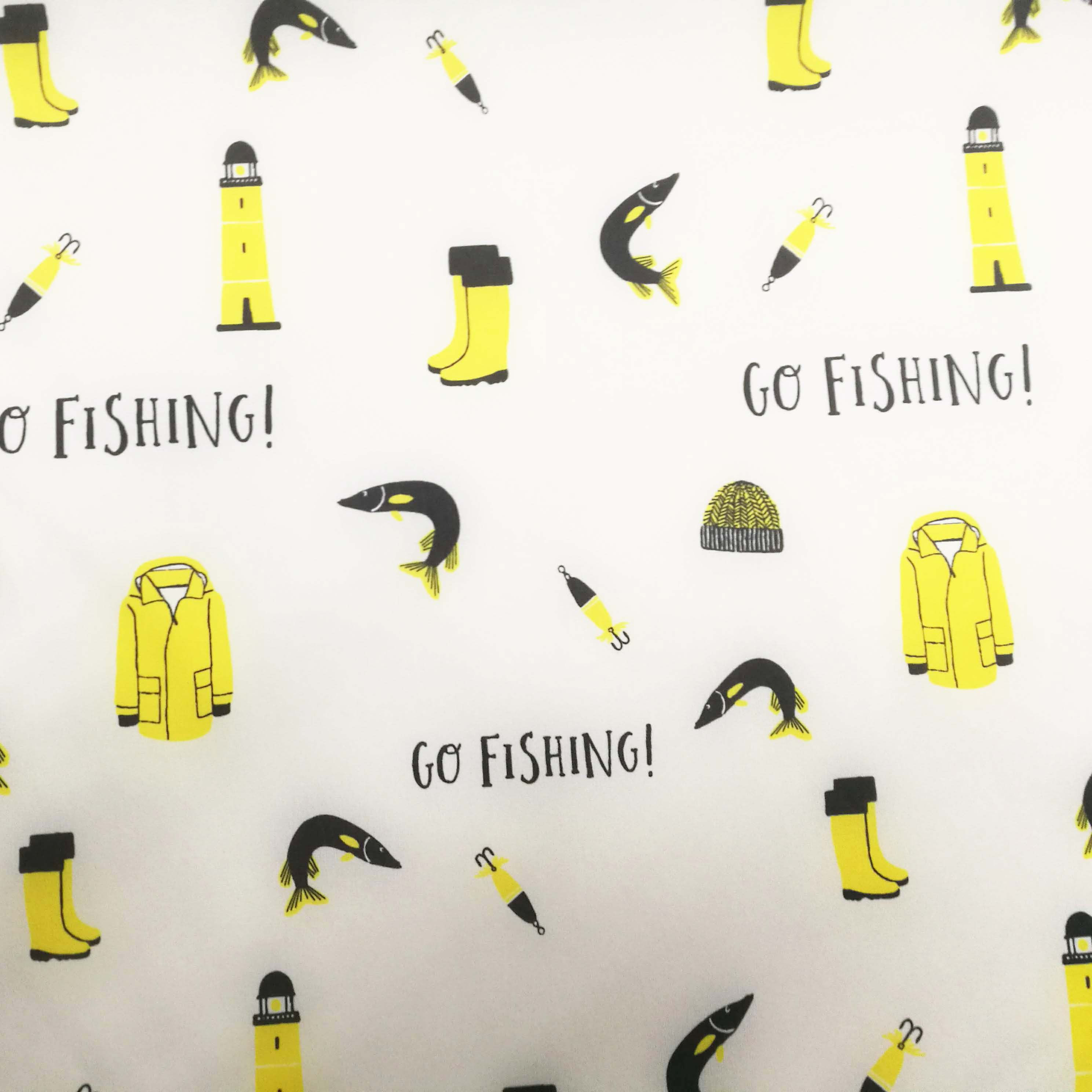 Gone fishing Waterproof Fleece Lined Fabric