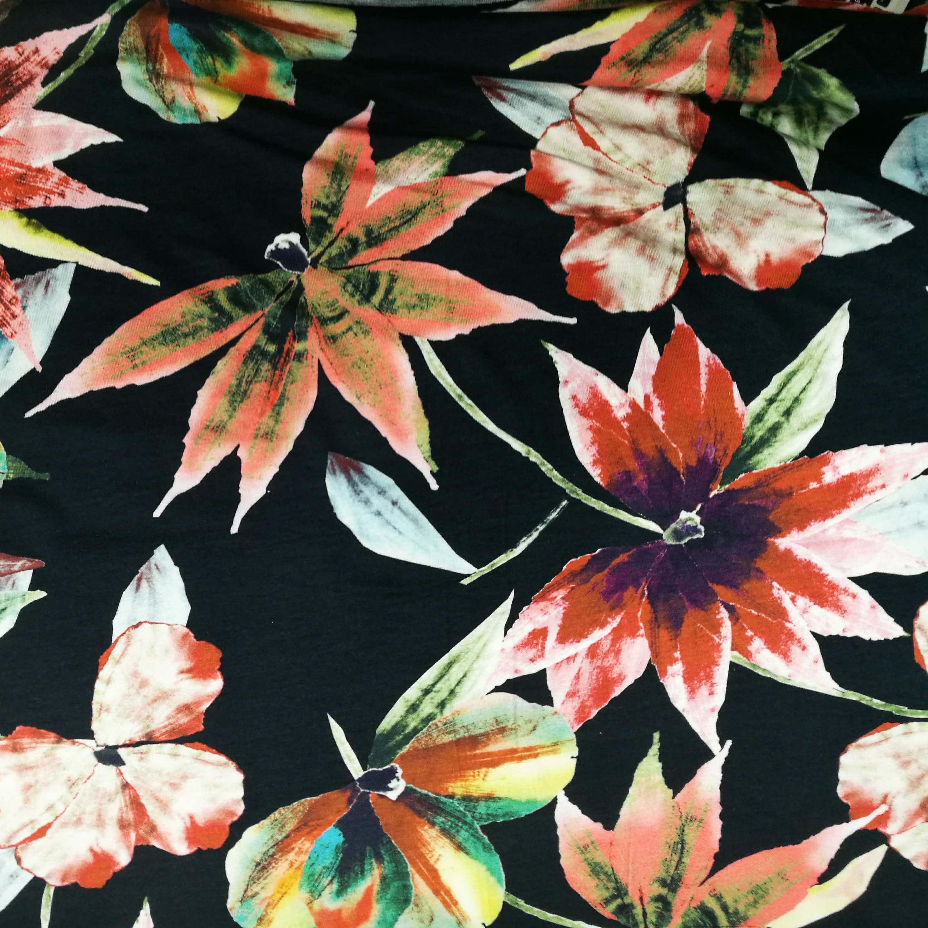 Leaf print Cotton Jersey