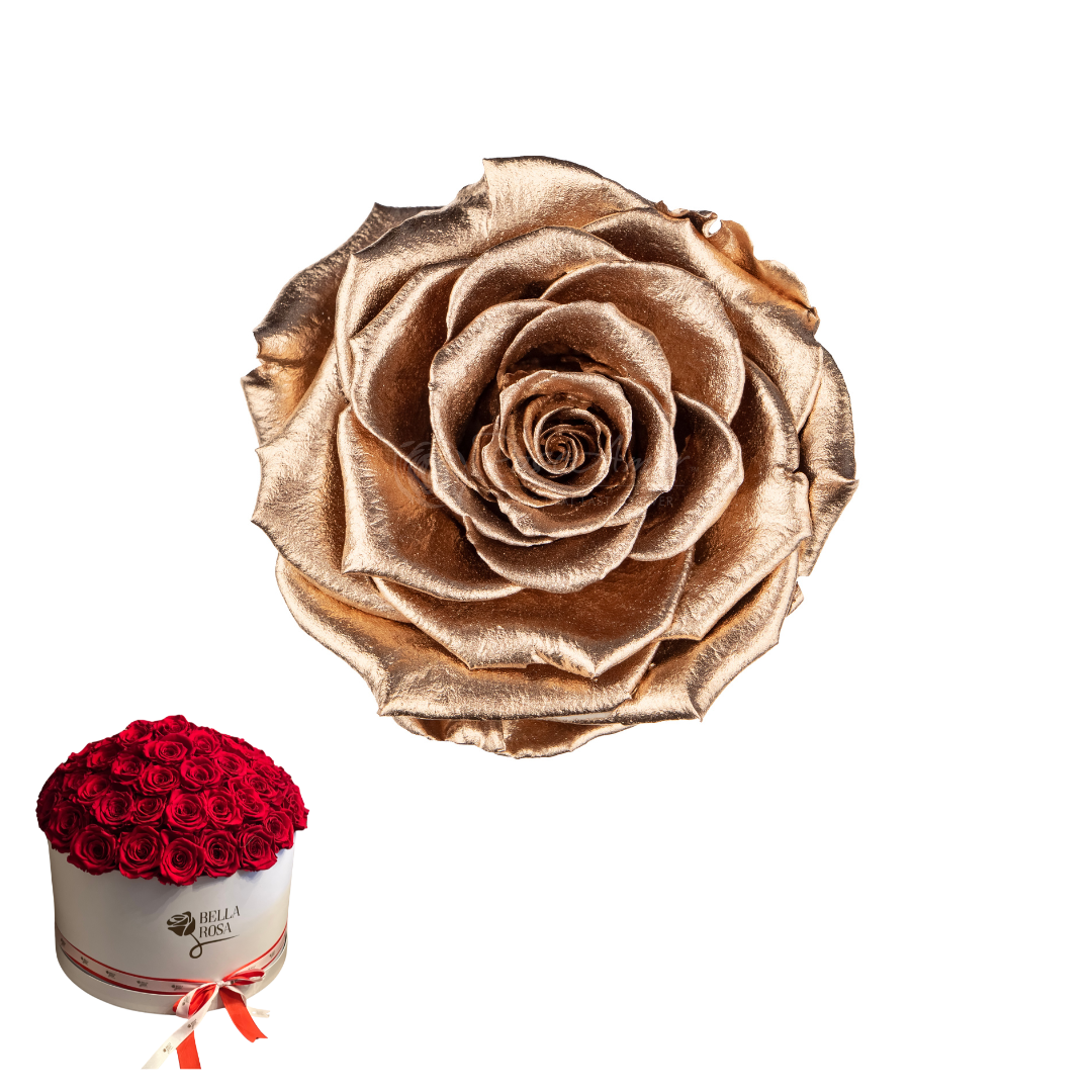 ARREGLO 50 ROSAS DORADO