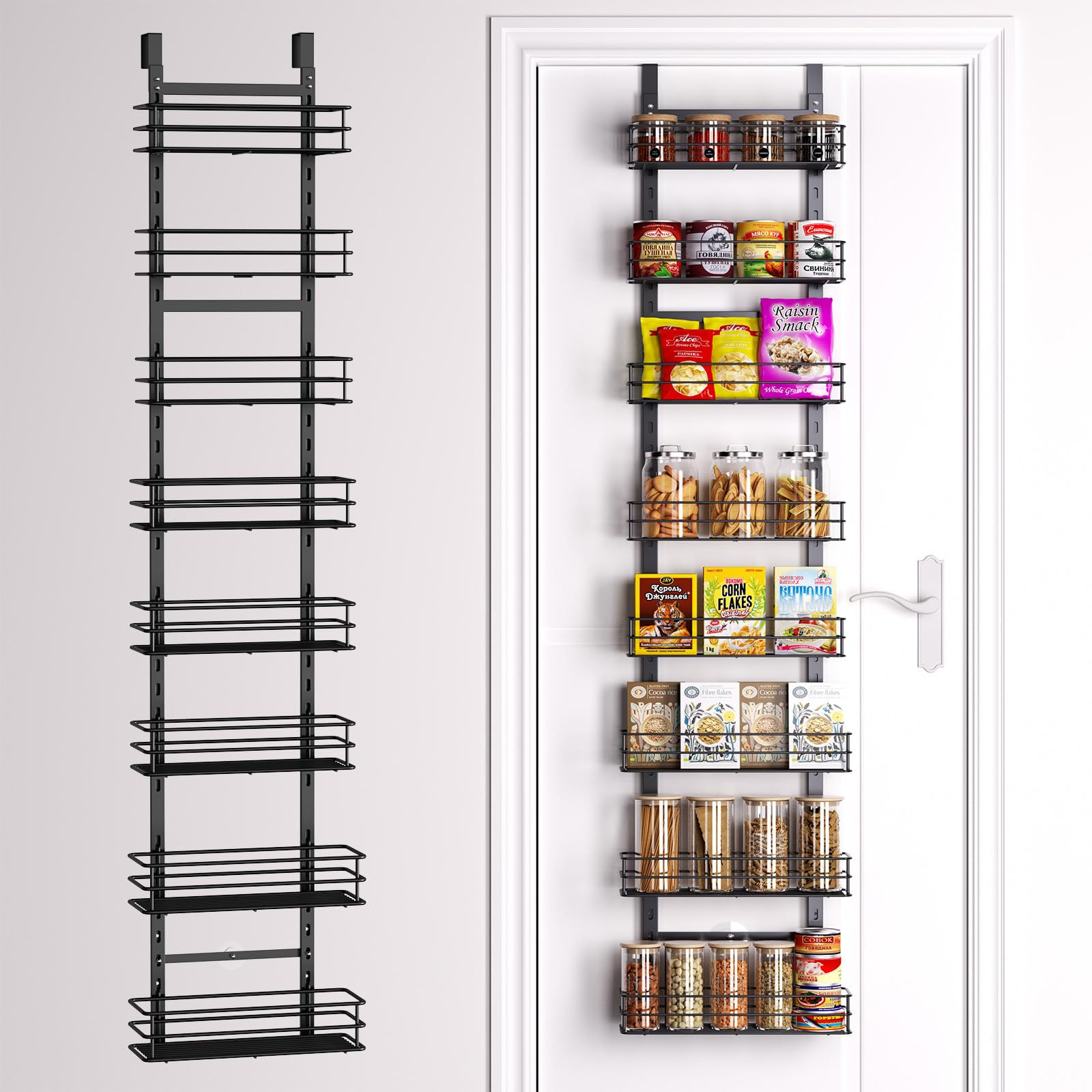 8-Tier Over the Door Pantry OrganizerCabinet Door OrganizerKitchen Pantry Door O