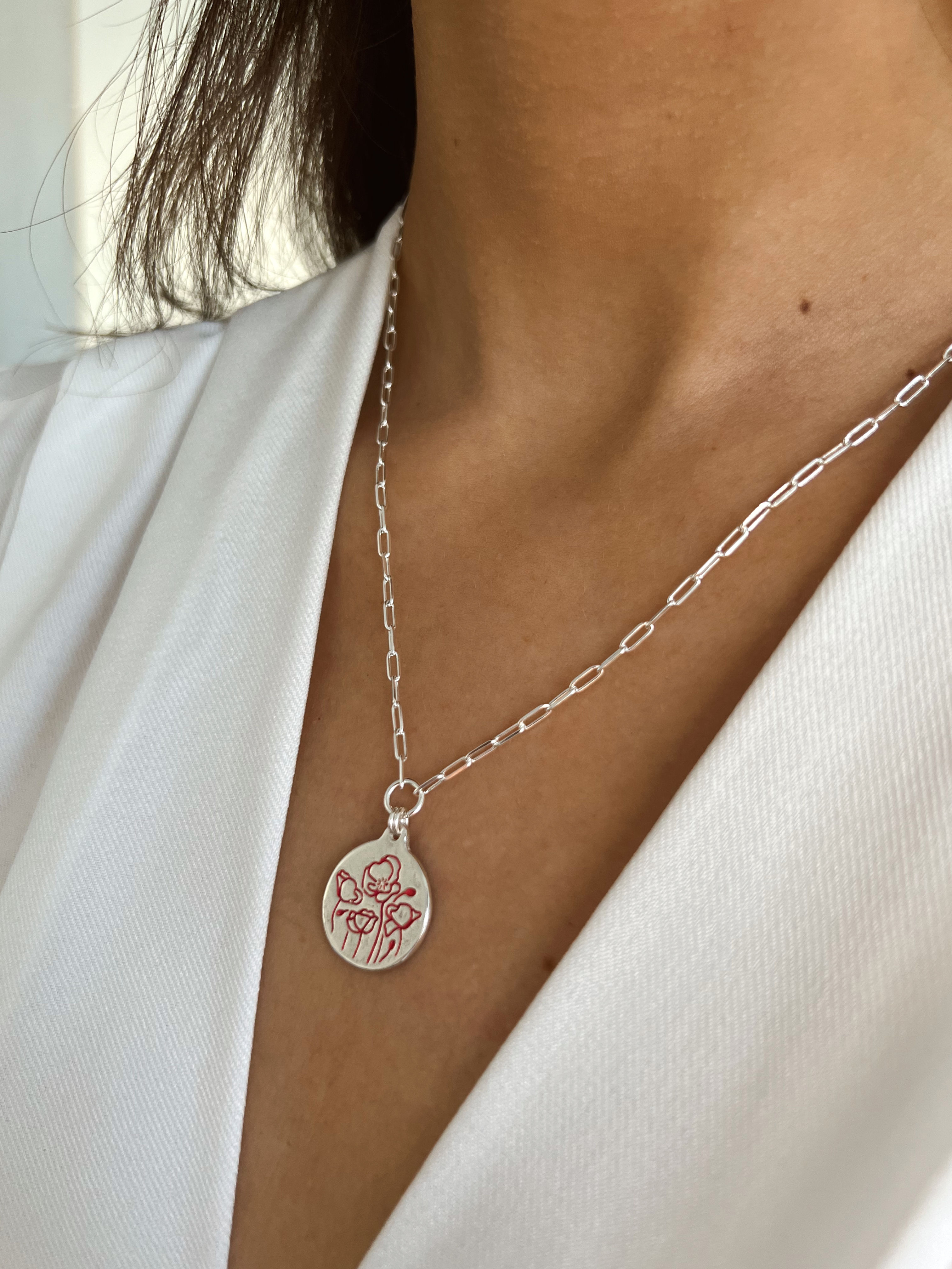 שרשרת כלניות קטנה - כסף