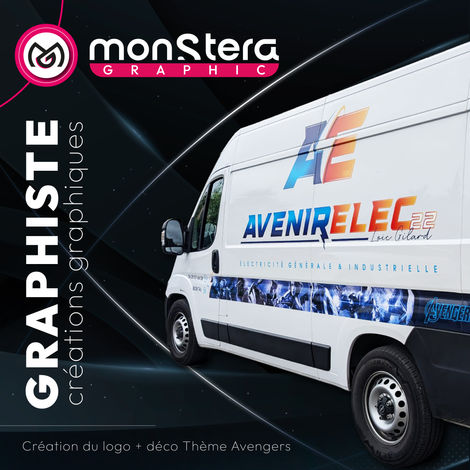 création logo - création graphique thème Avengers marvel - élégant- professionnel - électricien - décoration personnalisée - Bretagne
