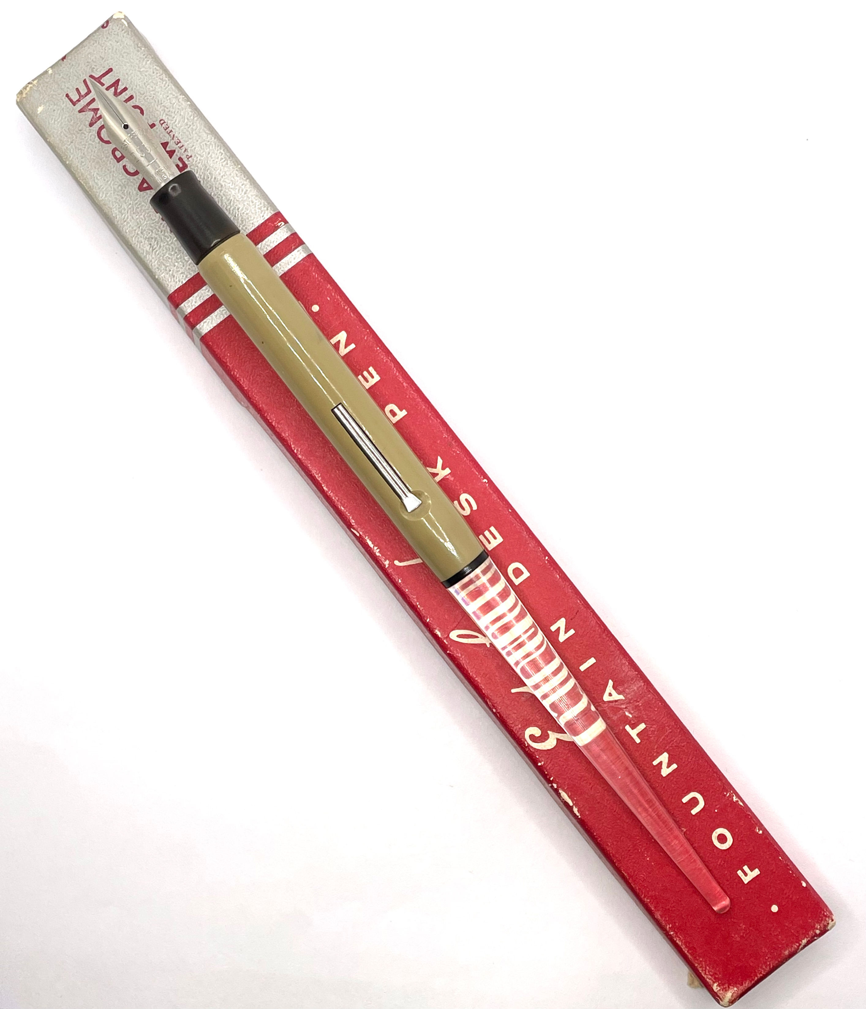 Esterbrook Lucite Desk Fountain Pen - Beige Barrel Clear Lucite Tail