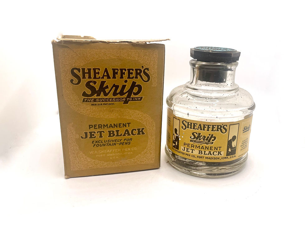 Vintage Sheaffer's 1920s Skrip 4 oz Ink bottle and Box - Jet Black
