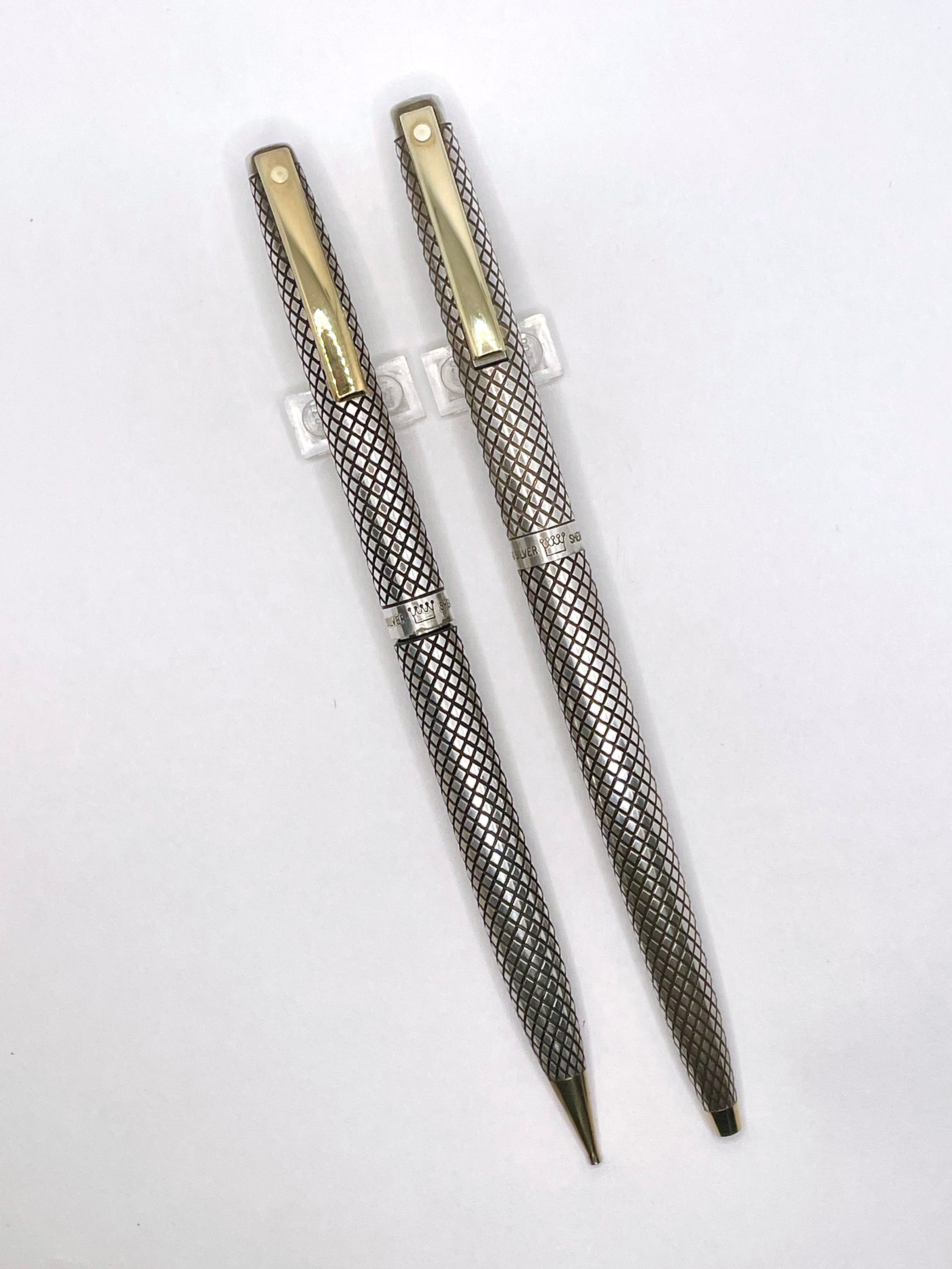 Sheaffer Sterling Silver Imperial Ballpoint & Pencil Set Sterling Diamond Design