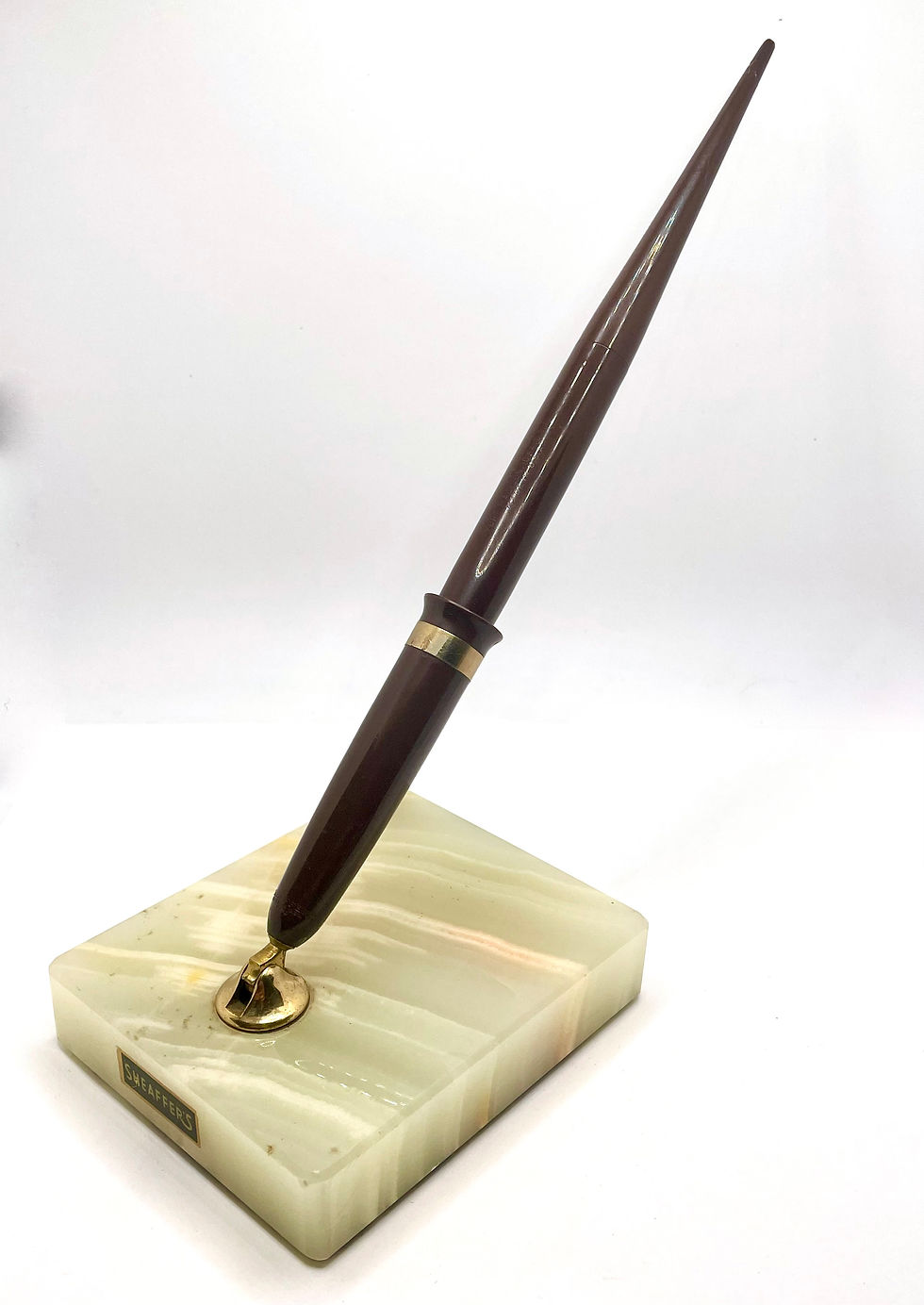 Sheaffer Lifetime Triumph 14k Nib Touchdown Fountain Pen Onyx Base Desk Set