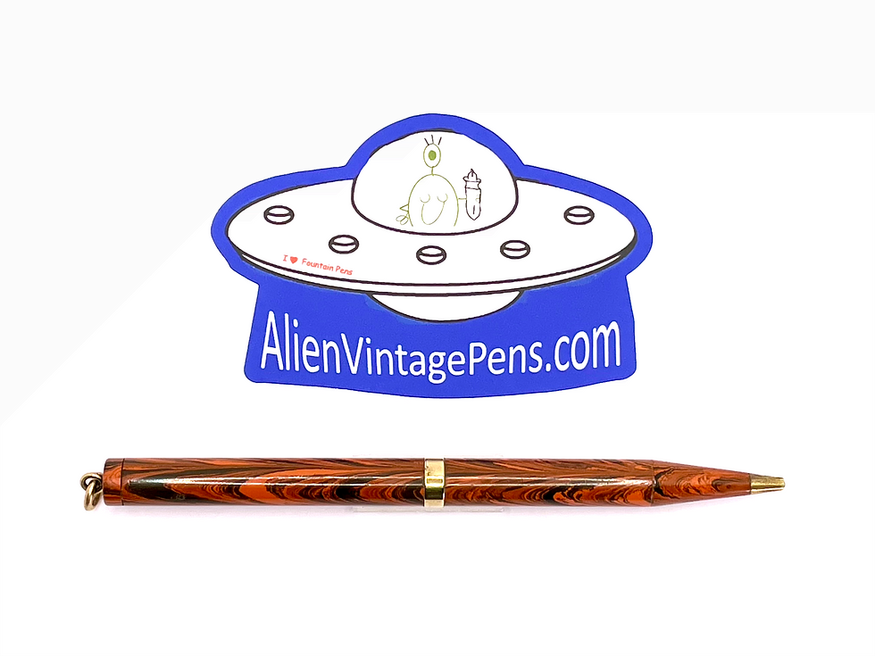 Thumbnail: Waterman Red Ripple Ebonite Mechanical Pencil - Gold Filled Accents