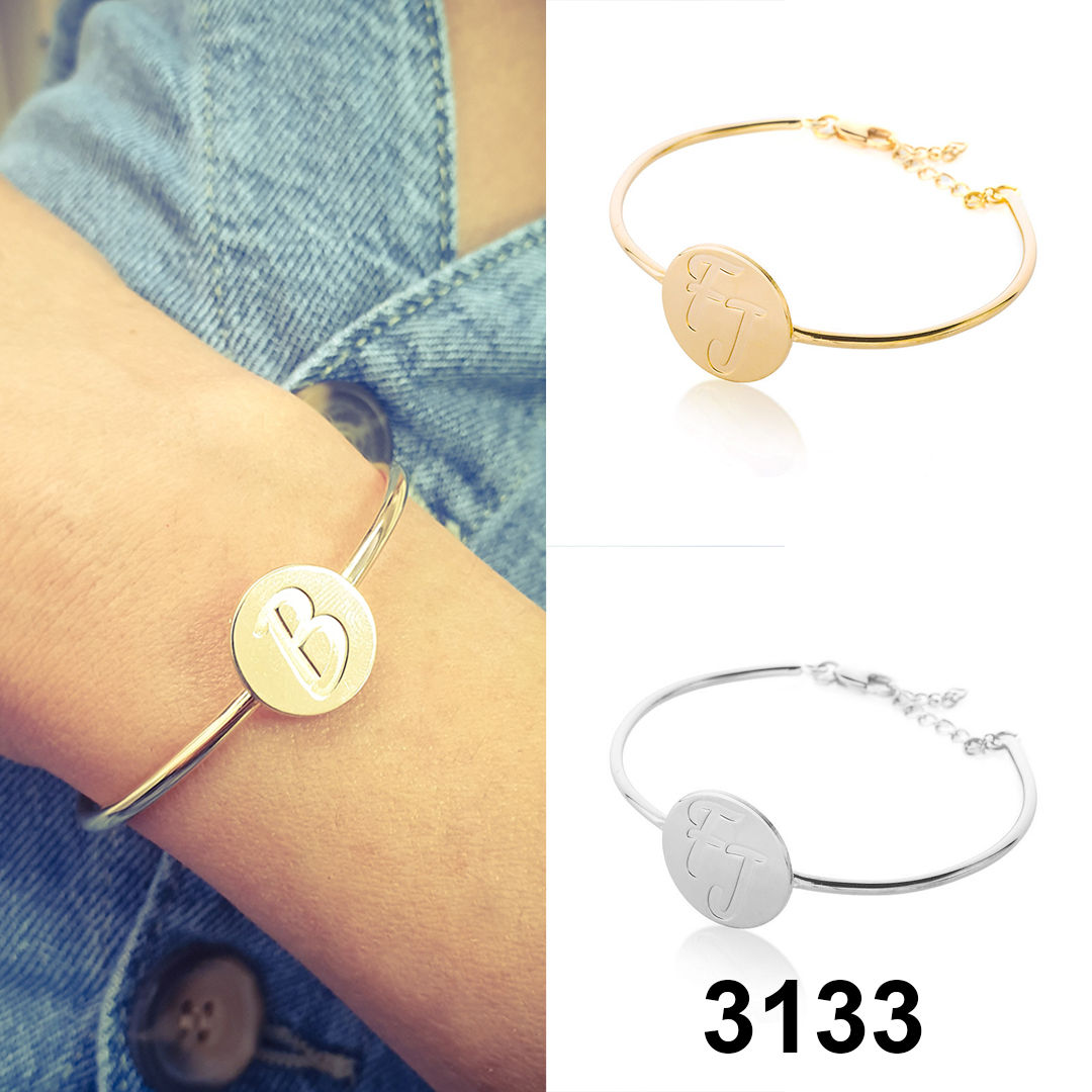 FR00260 צמיד קשיח בשילוב חותם וחריטה