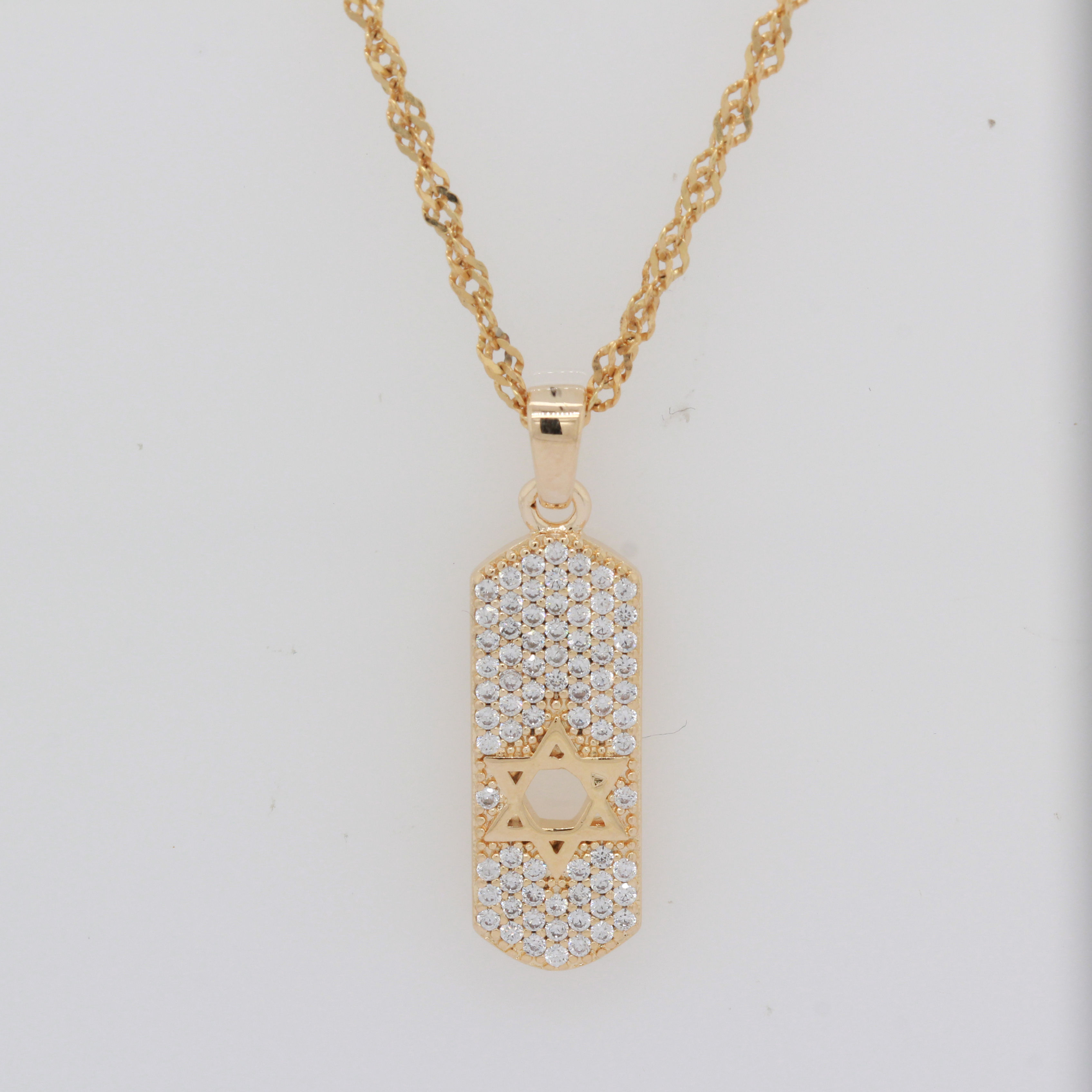 שרשרת מגן דוד מזוזה בשיבוץ סופר נקי FR00150