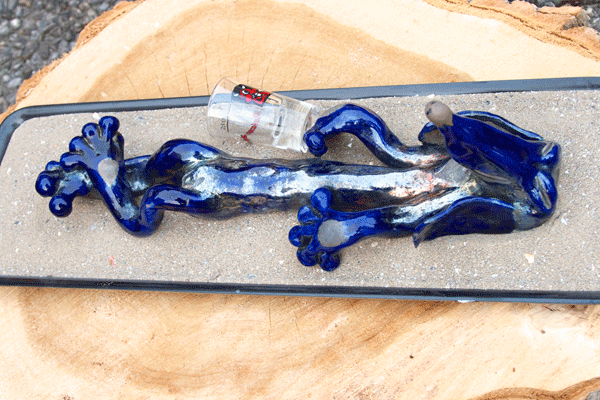 Beach buddy, ceramic dog pottery
