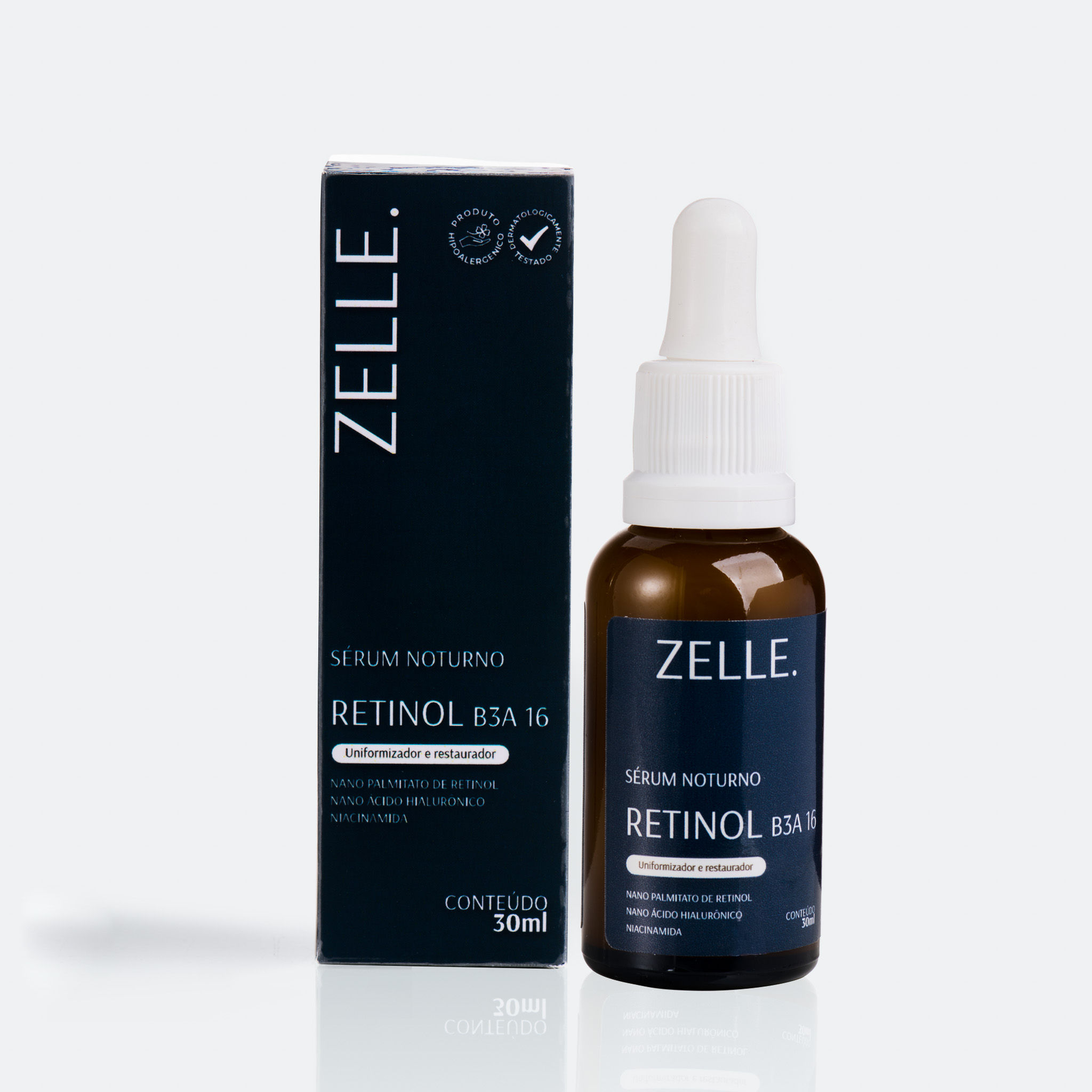 ZELLE. Sérum Noturno Retinol e Niacinamida B3A 16