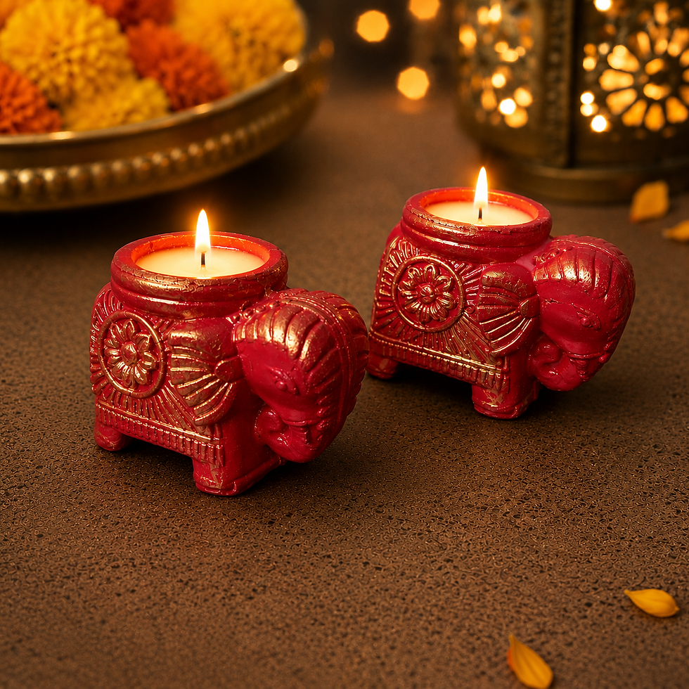 Thumbnail: Clay Elephant Tealight Candle Holder