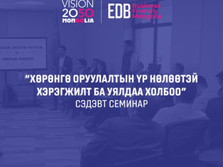 “ХӨРӨНГӨ ОРУУЛАЛТЫН ҮР НӨЛӨӨТЭЙ ХЭРЭГЖИЛТ БА УЯЛДАА ХОЛБОО” - СЭДЭВТ СУРГАЛТ ЗОХИОН БАЙГУУЛЛАА. 