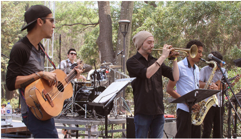 Toktli, a band fusing jazz with Son Jarocho, at Parque Agua Azul