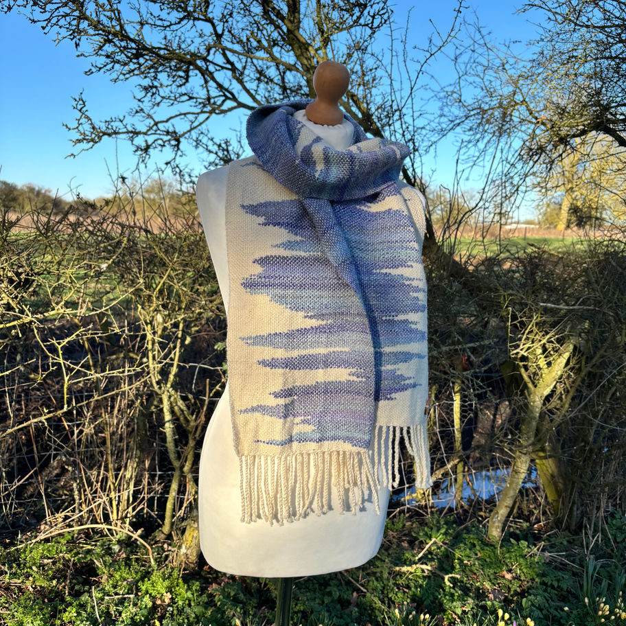 Winter Dreams handspun scarf double front right view