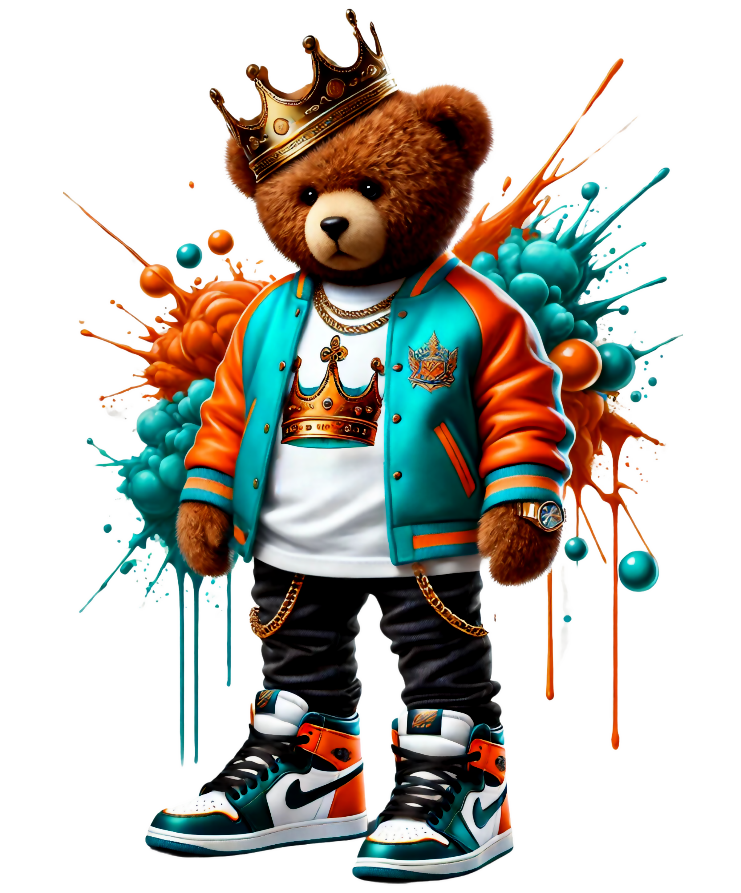 Teal/Orange Bear Hoodie