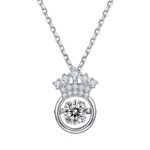 Sparkling Sway: Regal Crown D grade Moissanite necklace