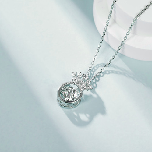 Sparkling Sway: Regal Crown D grade Moissanite necklace