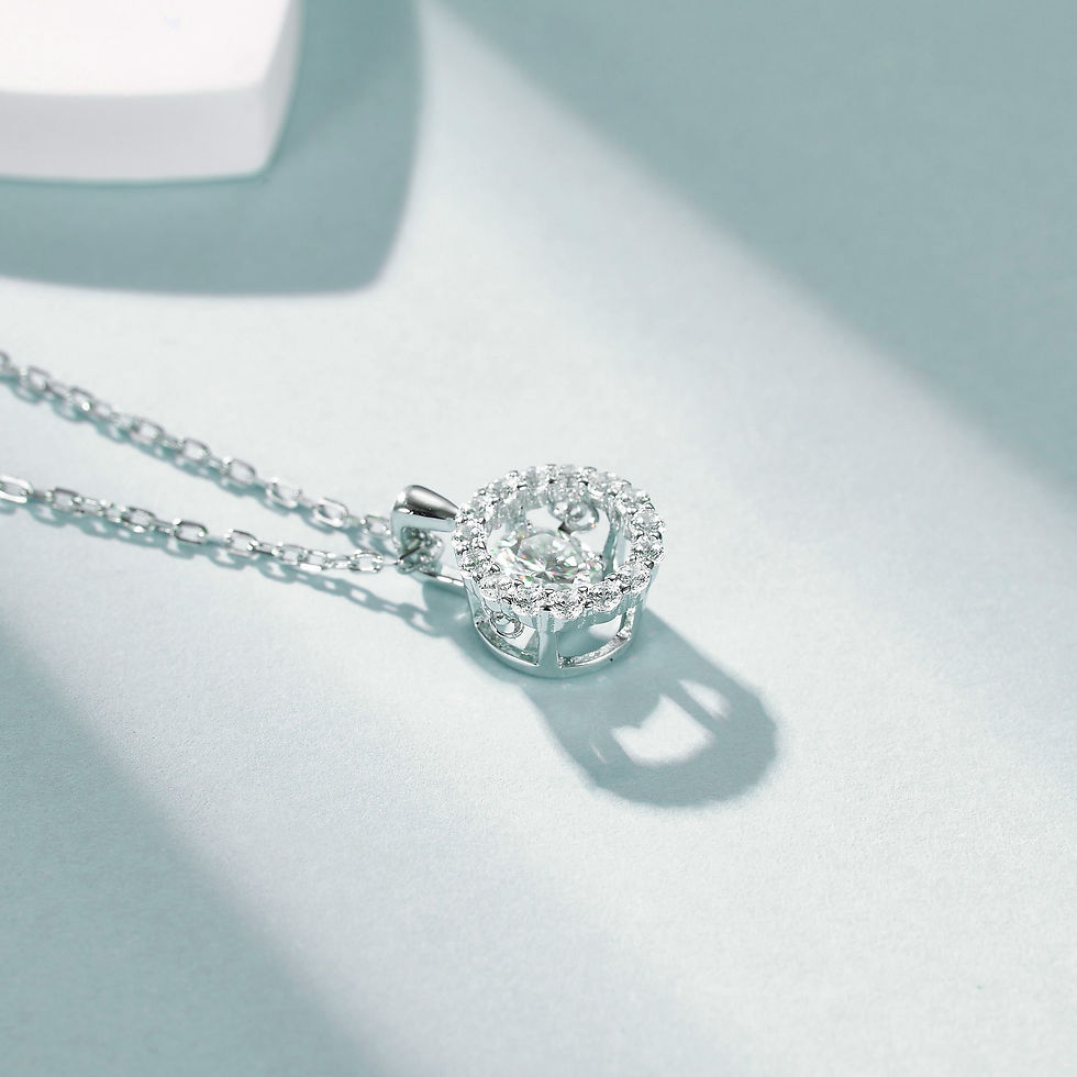 Thumbnail: Sparkling Sway: Timeless Orb - D grade 0.5ct Moissanite necklace S925 Platinum p