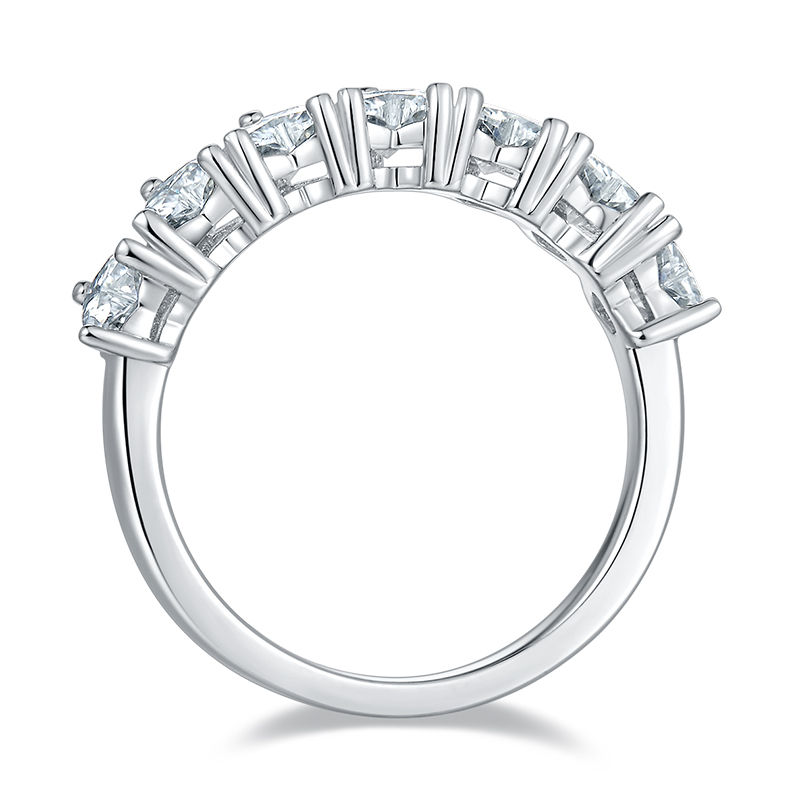 Thumbnail: 1.0 Carat/2.1 Carat Heart Moissanite Half Eternity Ring in S925 Sterling Silver