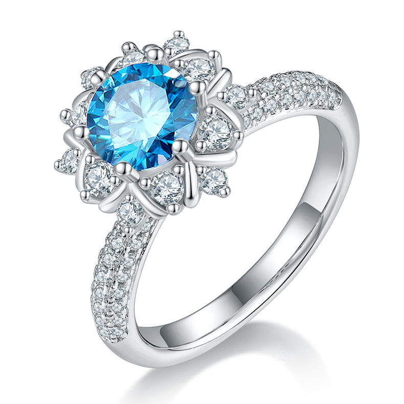 Thumbnail: 1ct Hydrangea Serenity Moissanite Women Ring S925