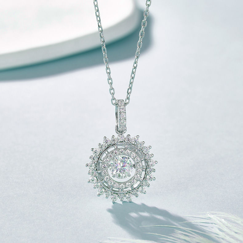 Thumbnail: Sparkling Sway: Blossom Symphony - D grade 0.5ct Moissanite necklace S925 Platin