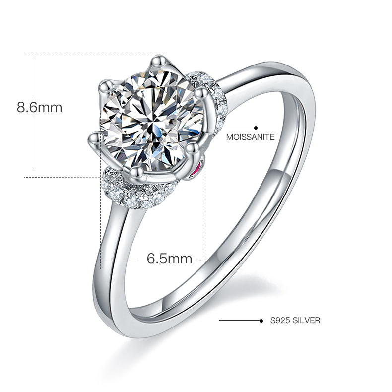 Thumbnail: 1ct Rose Elegance Moissanite Women Ring S925 18K white gold plating