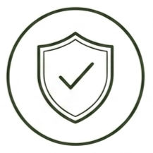 Shield icon with a checkmark for secure culinary courses.