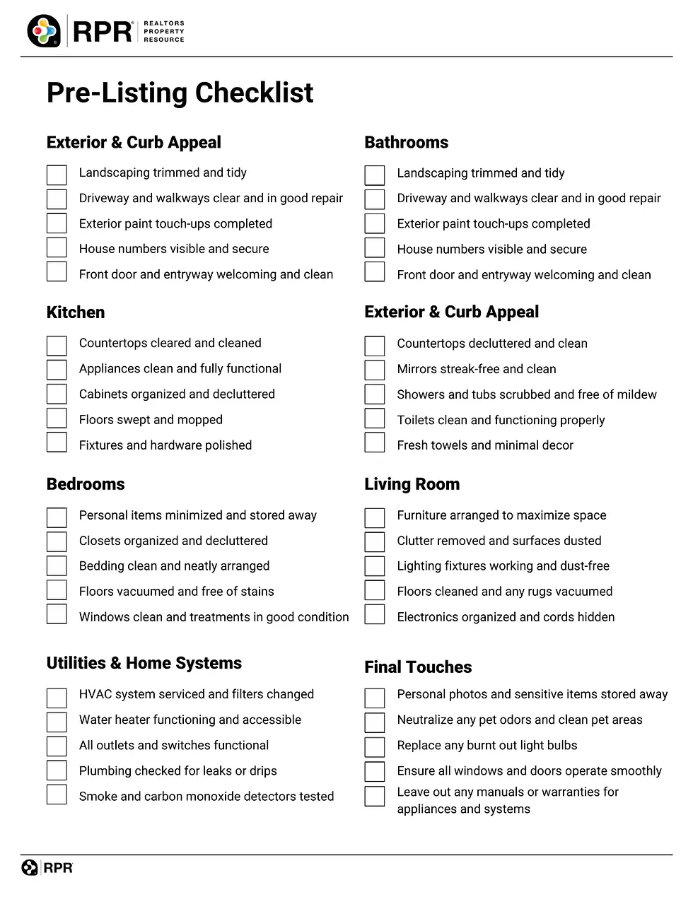 Pre listing Checklist