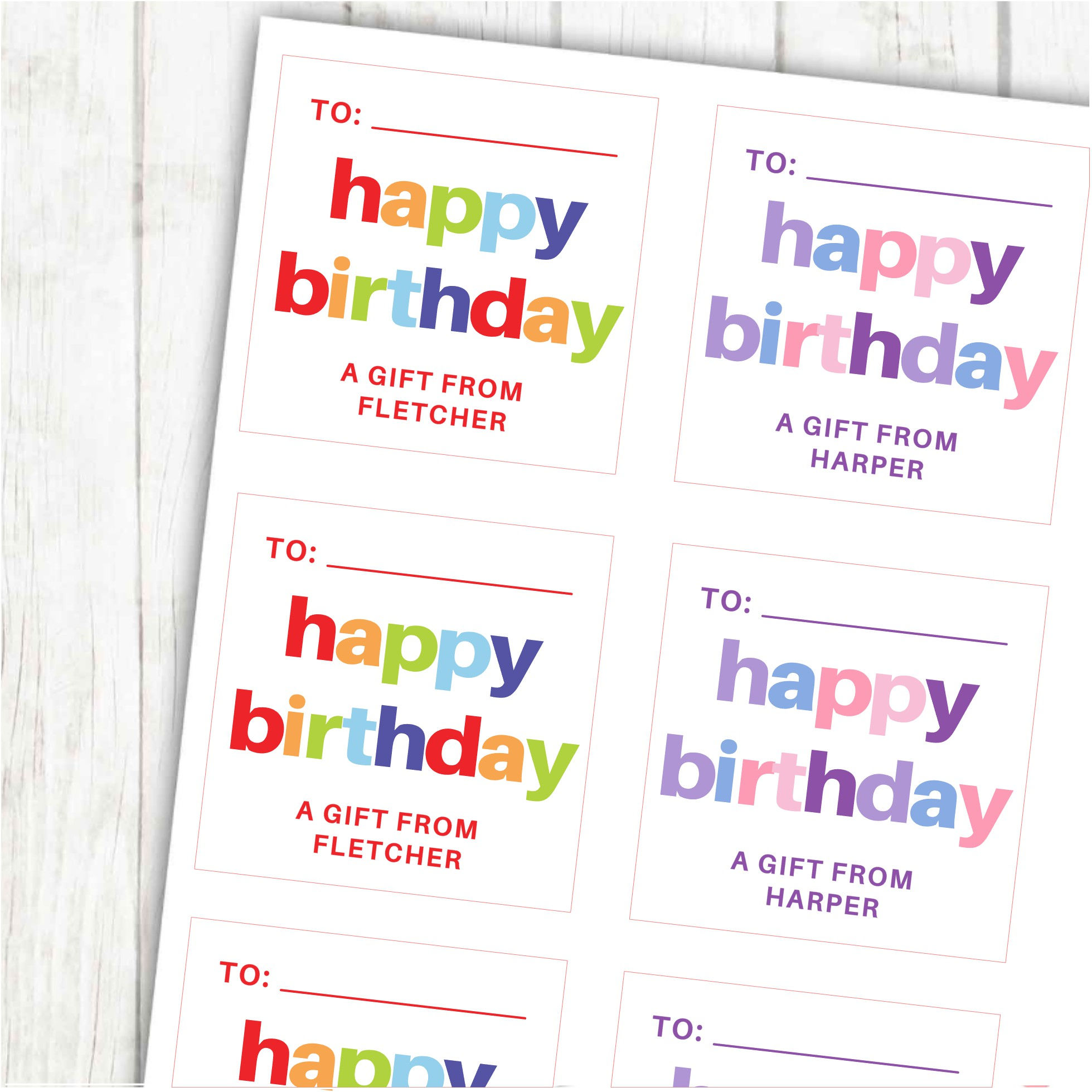 Happy Birthday Square Gift Stickers