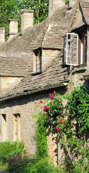 Historic stone cottages in a French village