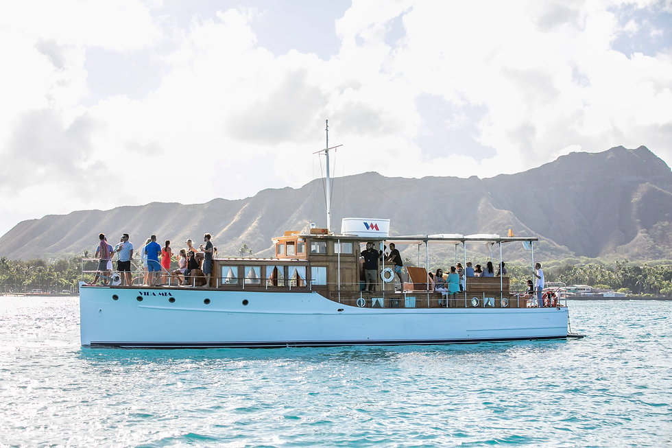 Sunset cruise on a yacht in hawaii