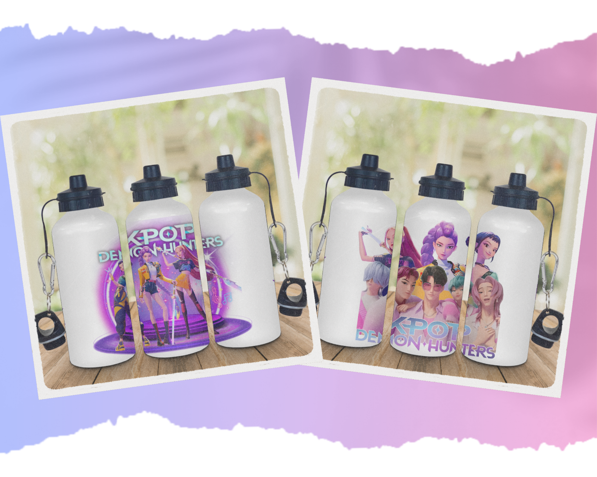 Personalised K-Pop Demon Hunters 20oz (600ml) Glossy Aluminium Water Bottle.