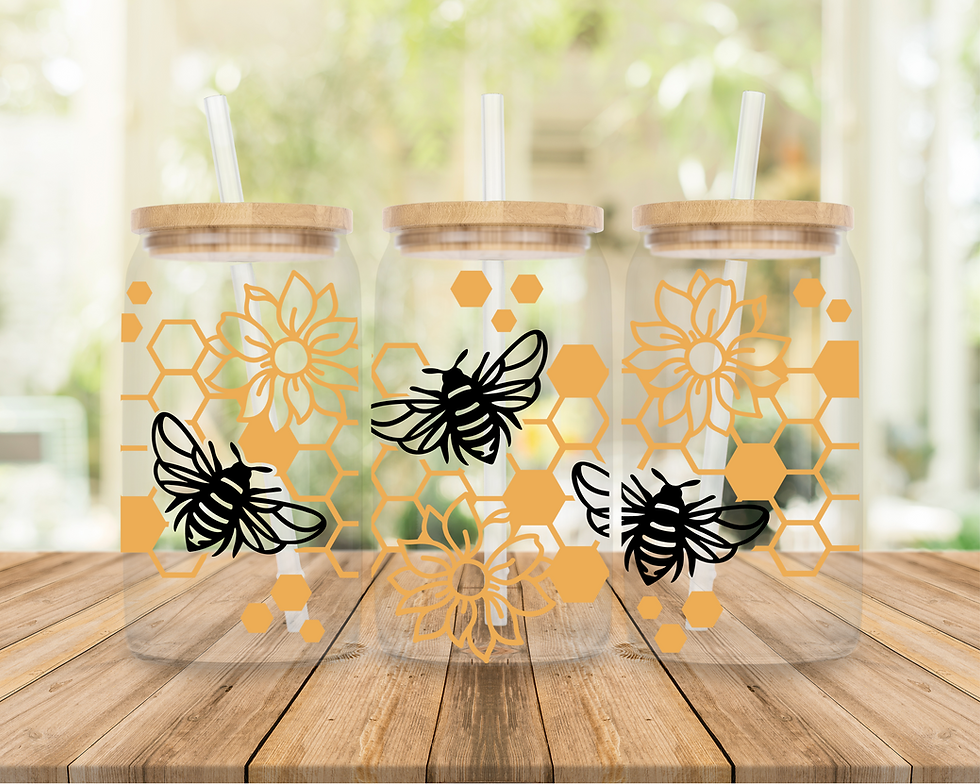 'BEEHIVE' 470ML (16OZ) LIBBEY GLASS TUMBLER WITH STRAW.