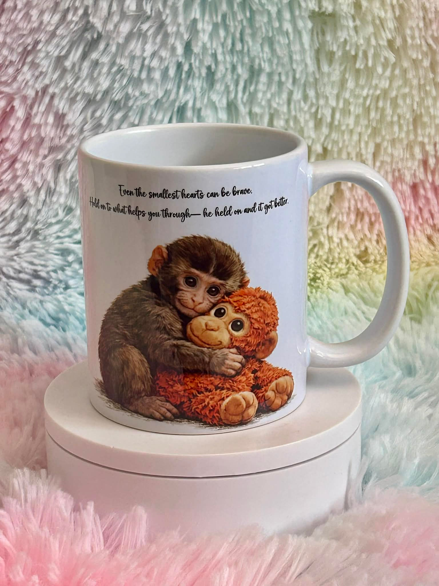 ADORABLE PUNCH THE MONKEY 325ML (11OZ) GLOSSY CERAMIC MUG.