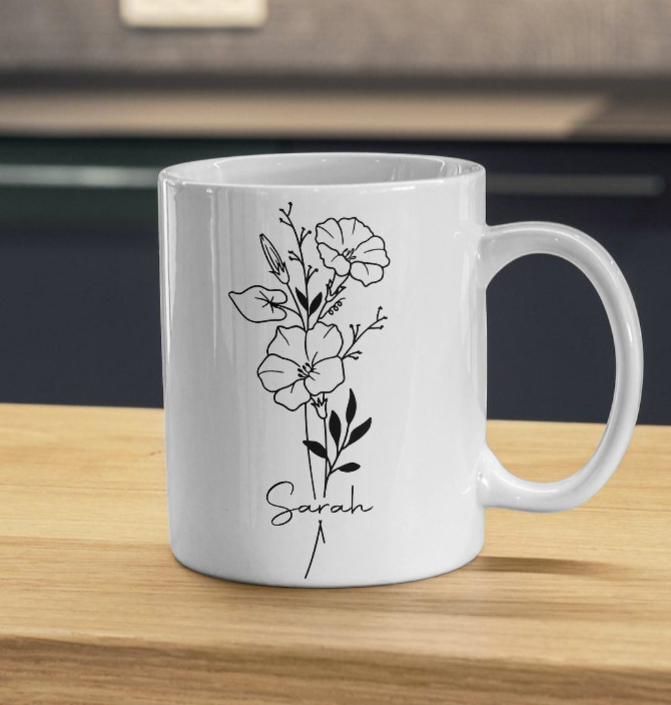 Thumbnail: PERSONALISED 'BIRTH FLOWER' 325ML CERAMIC MUG