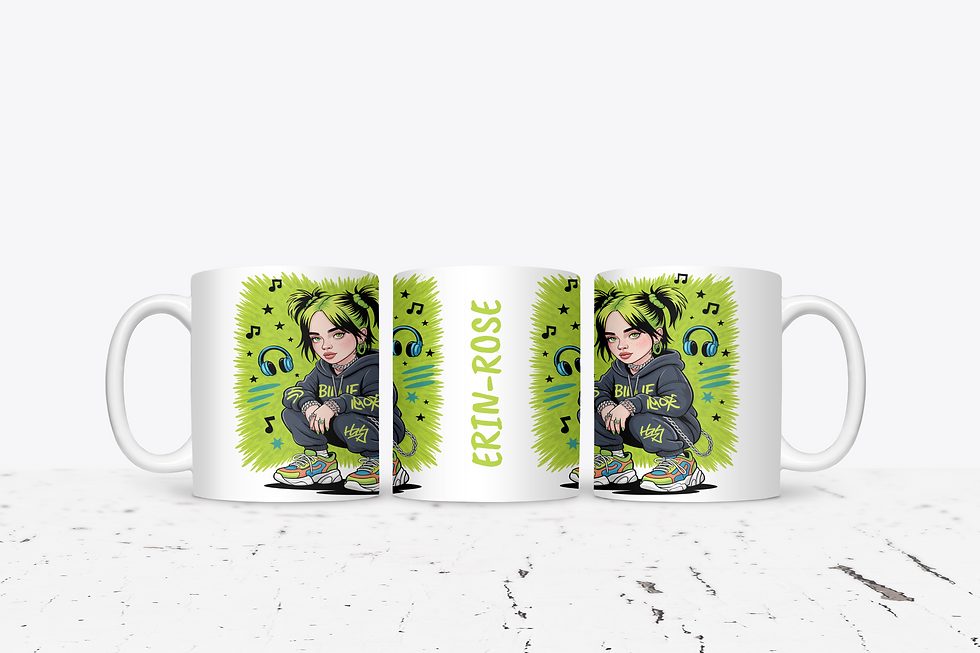 Thumbnail: Personalised Billie Eilish 11oz (325ml) Glossy Ceramic Mug.