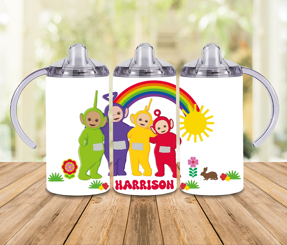 Thumbnail: Personalised Teletubbies 12oz (350ml) S/Steel Sippy Cup/Tumbler 2 Lids & Straw.