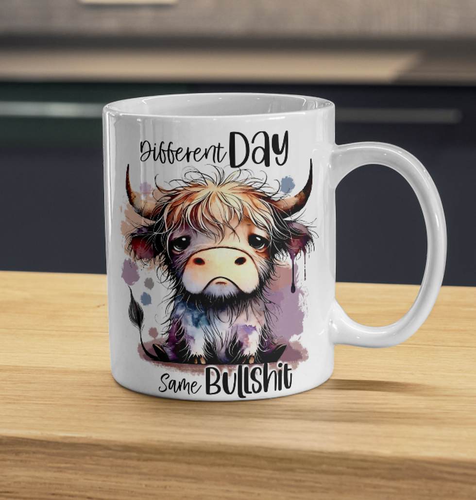 Thumbnail: FUNNY HIGHLAND COW - SASS, ATTITUDE & EVERYDAY HUMOUR 325ML (11OZ) CERAMIC MUG.I