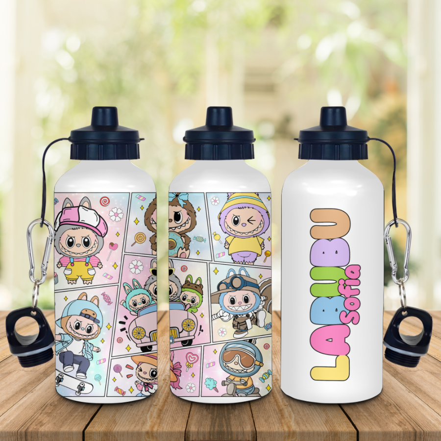 Thumbnail: Personalised Kid's Labubu 20oz (600ml) Glossy Water Bottle.