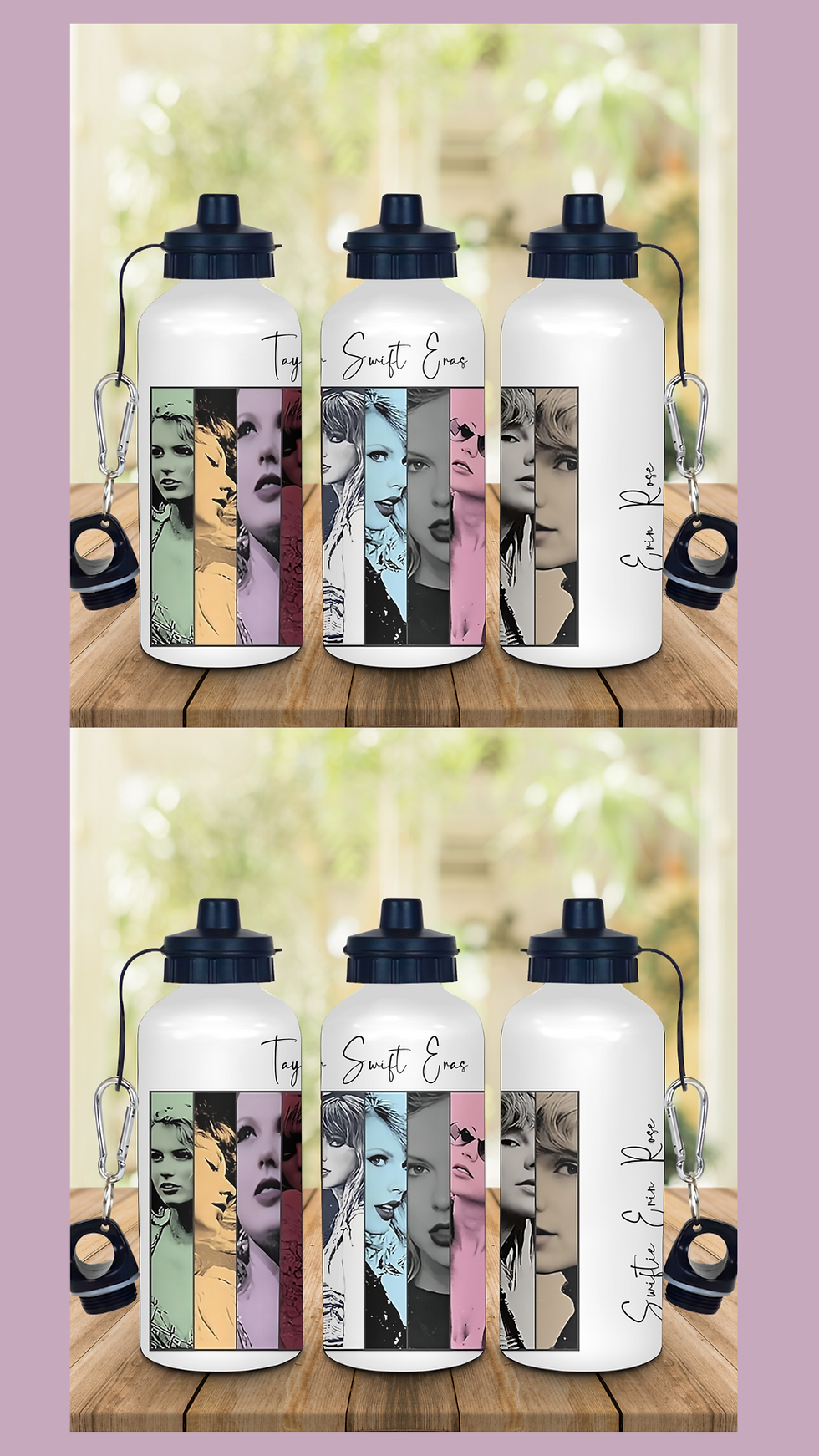 PERSONALISED 'TAYLOR SWIFT ERAS (B)' 600ML ALUMINIUM GLOSSY WATER BOTTLE.