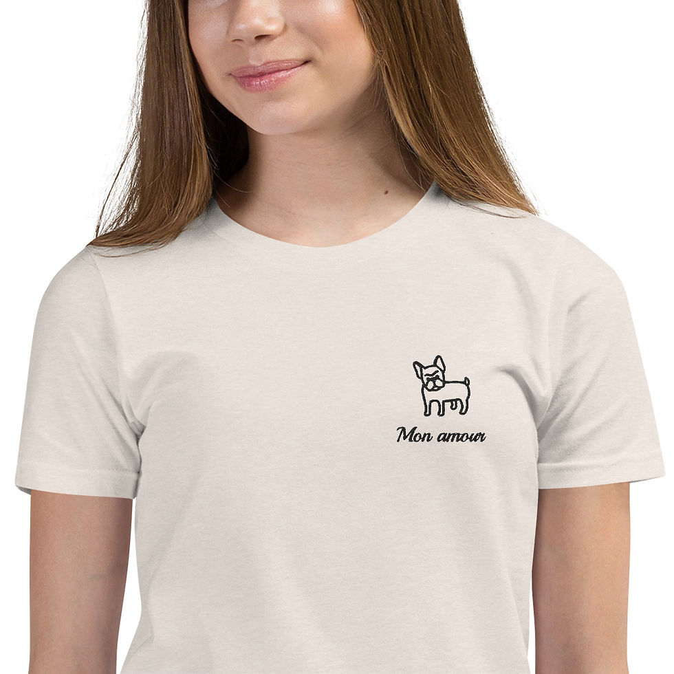 Thumbnail: Youth Short Sleeve T-Shirt- "Mon Amour Frenchie"